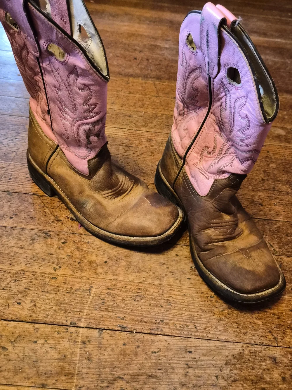 Ole West Pink & Brown Western Boots Little Girls Size 2–3